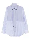 Sandro Striped Tie-neck Shirt In Blue