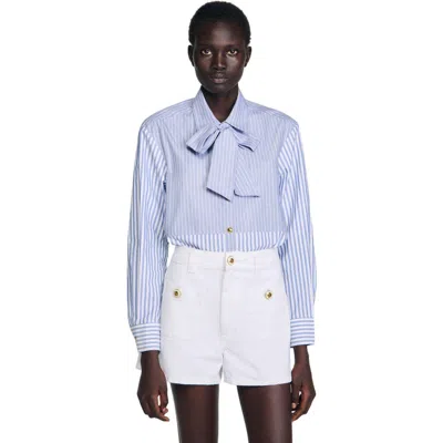 SANDRO SANDRO STRIPED TIE SHIRT