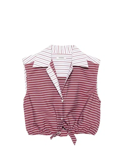Sandro Striped Tie-hem Shirt In Multi