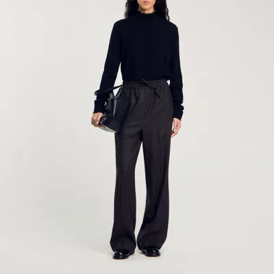 Sandro Striped Trousers In Black