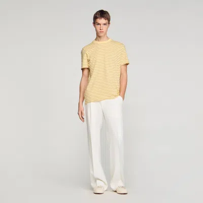 Sandro Striped T-shirt In Yellow