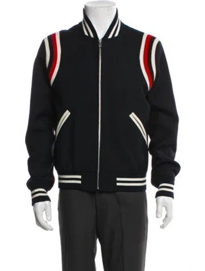 Pre-owned Sandro Striped Varsity Jacket In Black