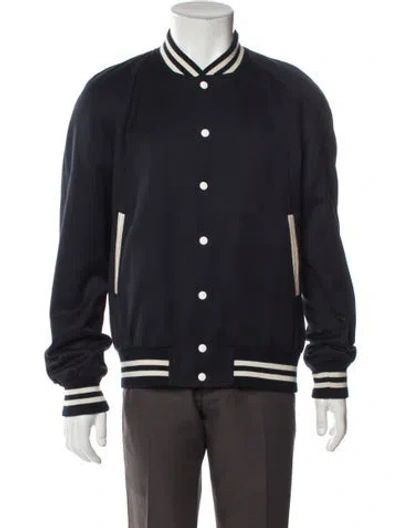 Pre-owned Sandro Striped Varsity Jacket In Blue