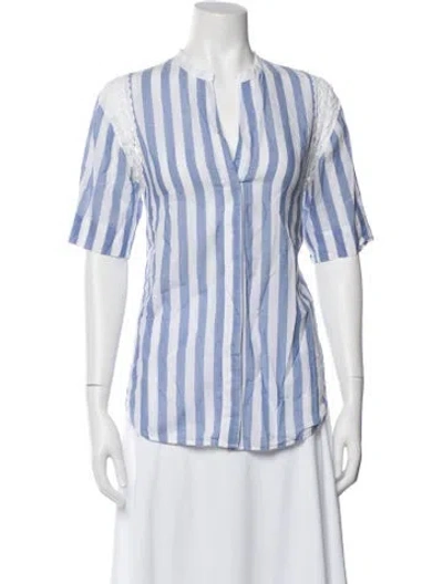 Pre-owned Sandro Striped V-neck Blouse In Multi