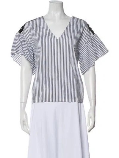 Pre-owned Sandro Striped V-neck Blouse In Multi