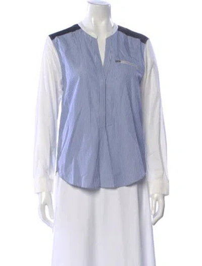Pre-owned Sandro Striped V-neck Blouse In Multi