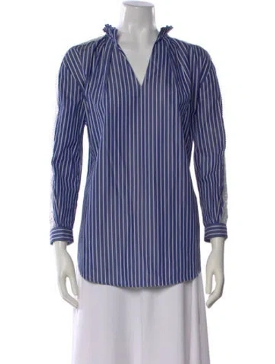 Pre-owned Sandro Striped V-neck Blouse In Multi