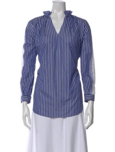 Pre-owned Sandro Striped V-neck Blouse In Multi
