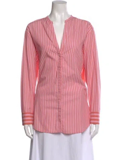 Pre-owned Sandro Striped V-neck Blouse In Pink