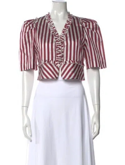 Pre-owned Sandro Striped V-neck Crop Top In Multicolor