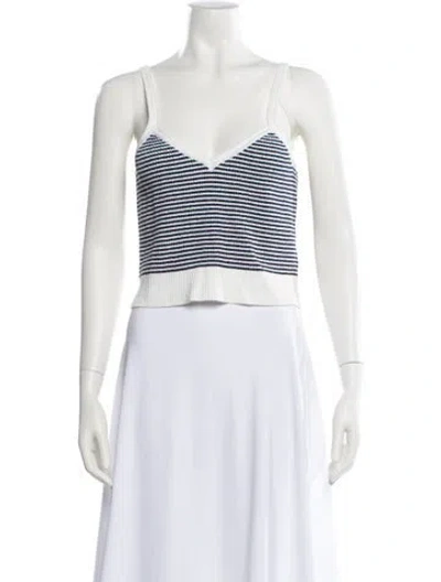 Pre-owned Sandro Striped V-neck Crop Top In White