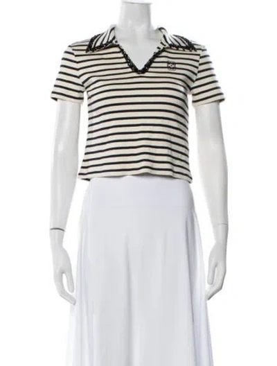 Pre-owned Sandro Striped V-neck Polo In Multicolor