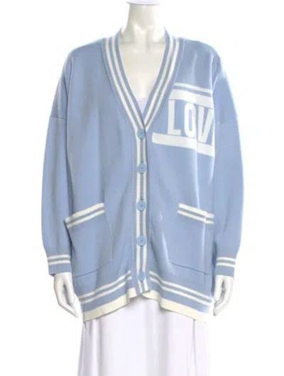 Pre-owned Sandro Striped V-neck Sweater In Blue