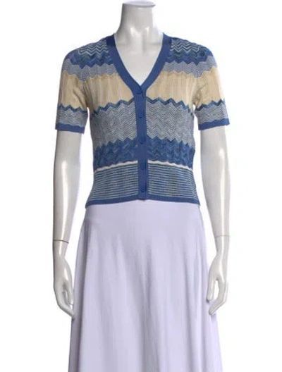 Pre-owned Sandro Striped V-neck Sweater In Blue
