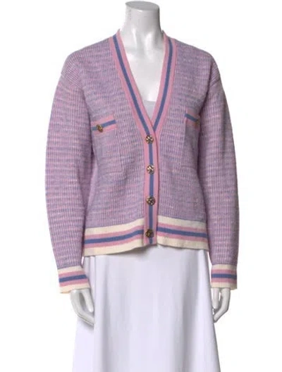 Pre-owned Sandro Striped V-neck Sweater In Multi