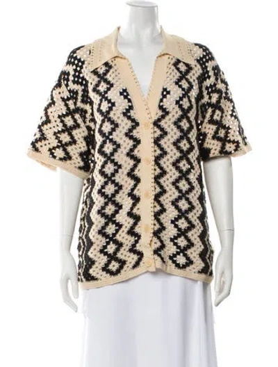 Pre-owned Sandro Striped V-neck Sweater In Neutral