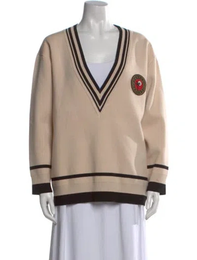 Pre-owned Sandro Striped V-neck Sweatshirt In Neutral
