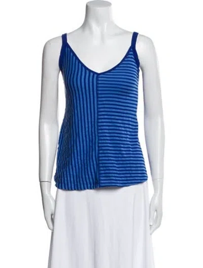 Pre-owned Sandro Striped V-neck Top In Blue