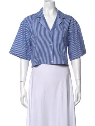 Pre-owned Sandro Striped V-neck Top In Blue