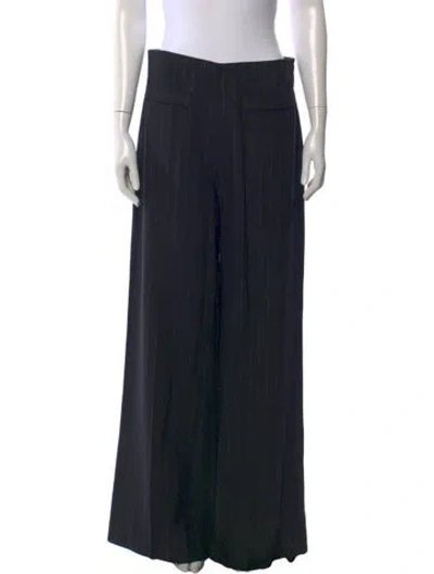 Pre-owned Sandro Striped Wide Leg Pants In Black