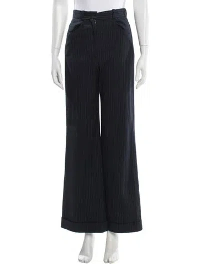 Pre-owned Sandro Striped Wide Leg Pants In Blue