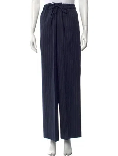 Pre-owned Sandro Striped Wide Leg Pants In Blue