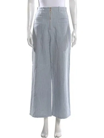 Pre-owned Sandro Striped Wide Leg Pants In Blue