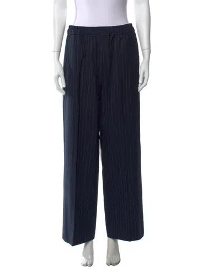 Pre-owned Sandro Striped Wide Leg Pants In Blue