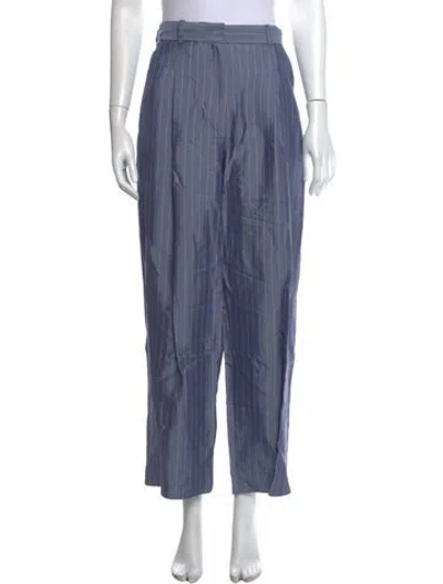 Pre-owned Sandro Striped Wide Leg Pants In Blue