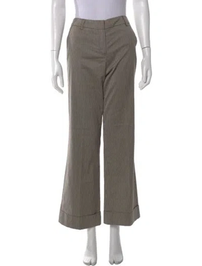 Pre-owned Sandro Striped Wide Leg Pants In Brown