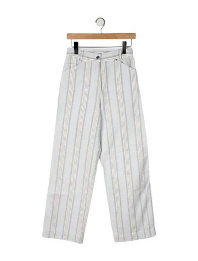 Pre-owned Sandro Striped Wide Leg Pants In Green