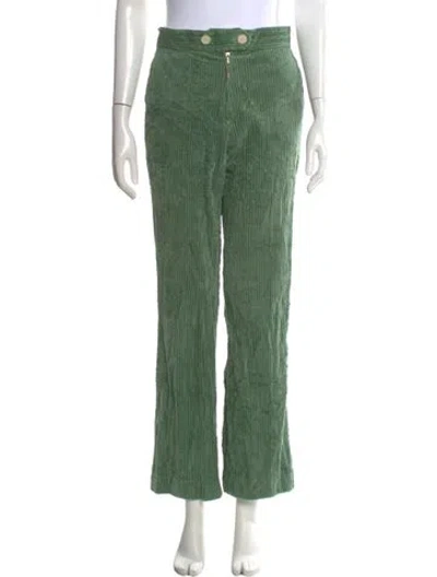 Pre-owned Sandro Striped Wide Leg Pants In Green