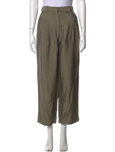 Pre-owned Sandro Striped Wide Leg Pants In Green