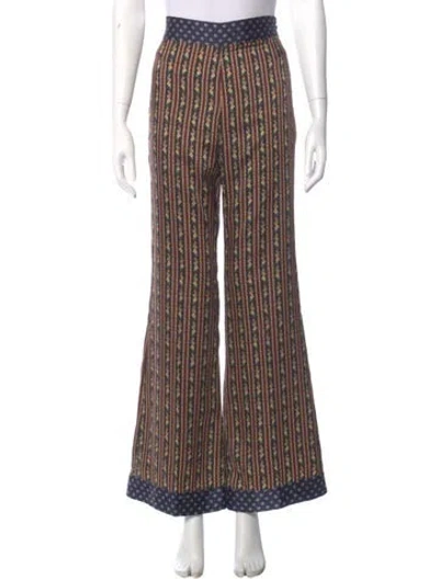 Pre-owned Sandro Striped Wide Leg Pants In Neutral