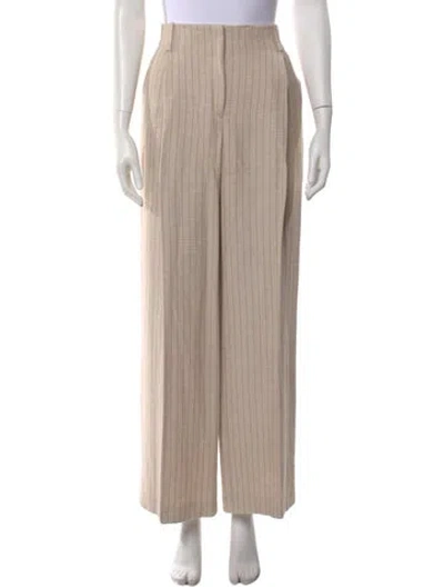 Pre-owned Sandro Striped Wide Leg Pants In Neutral