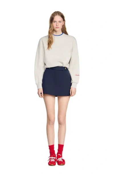 Sandro Striped Wool Skort In Blue