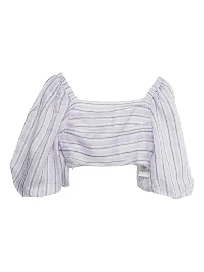 Pre-owned Sandro Stripes Cropped Top In Purple