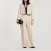 Sandro Striped One Button Crop Blazer In Neutral