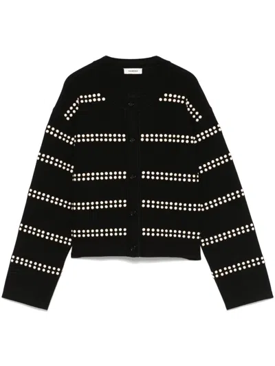 Sandro Stud-embellished Cardigan In Black