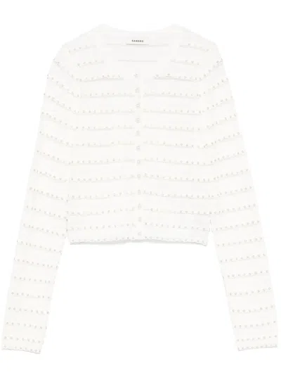 Sandro Stud-embellished Cardigan In Neutrals