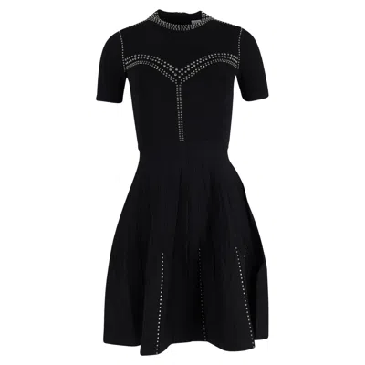 Sandro Stud-embellished Knit Dress In Black Viscose