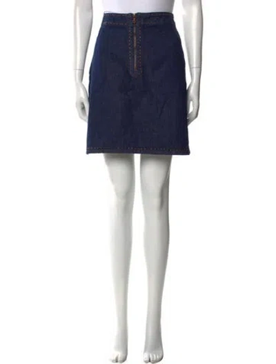 Pre-owned Sandro Studded Accents Mini Skirt In Blue