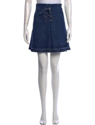 Pre-owned Sandro Studded Accents Mini Skirt W/ Tags In Blue