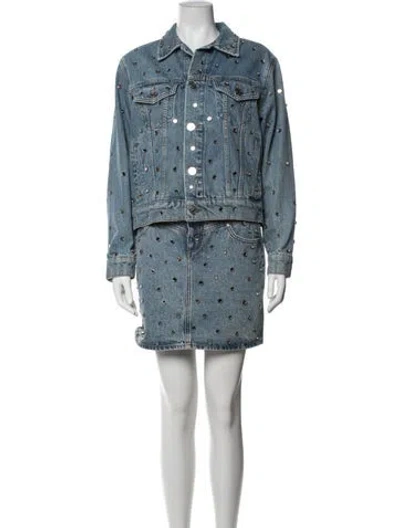 Pre-owned Sandro Studded Accents Skirt Set In Blue