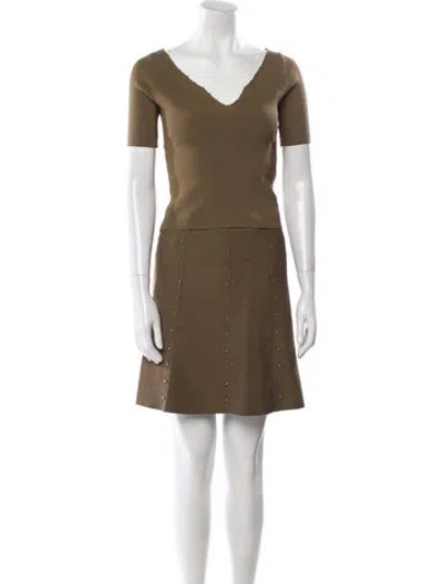 Pre-owned Sandro Studded Accents Skirt Set In Green