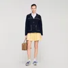 Sandro Studded Blazer Collar Cardigan In Blue