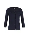 Sandro Studded Cardigan In Navy Blue Cotton In Blue