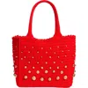 Sandro Eulalia Studded Crochet Mesh Tote Bag In Red