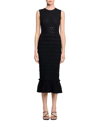 Sandro Studded Knit Midi Dress In Black