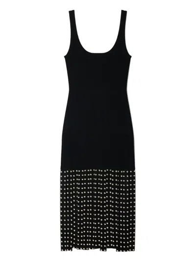 Sandro Studded Knitted Midi Dress In Black